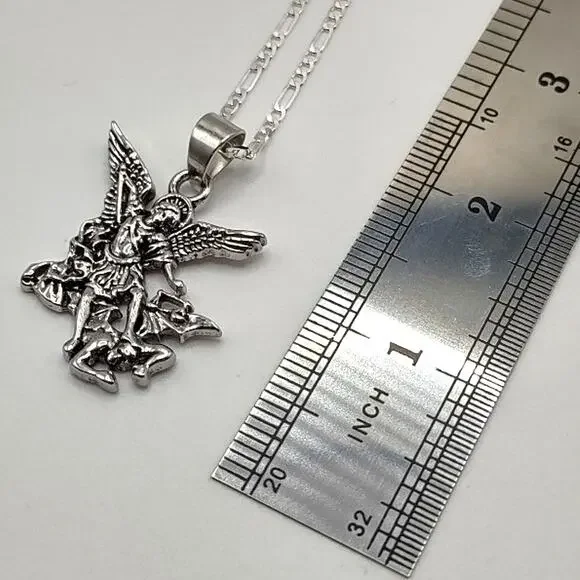 925 Sterling Silver Necklace Archangel Michael Figaro Valentines Birthday Gift